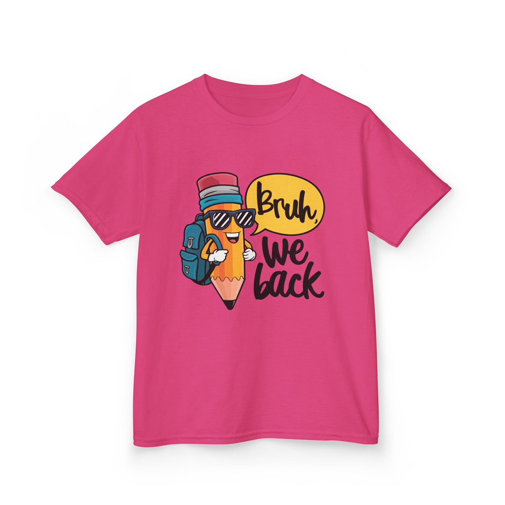 Kids Graphic Tee — 'Bruh We Back' Funny Pencil Design