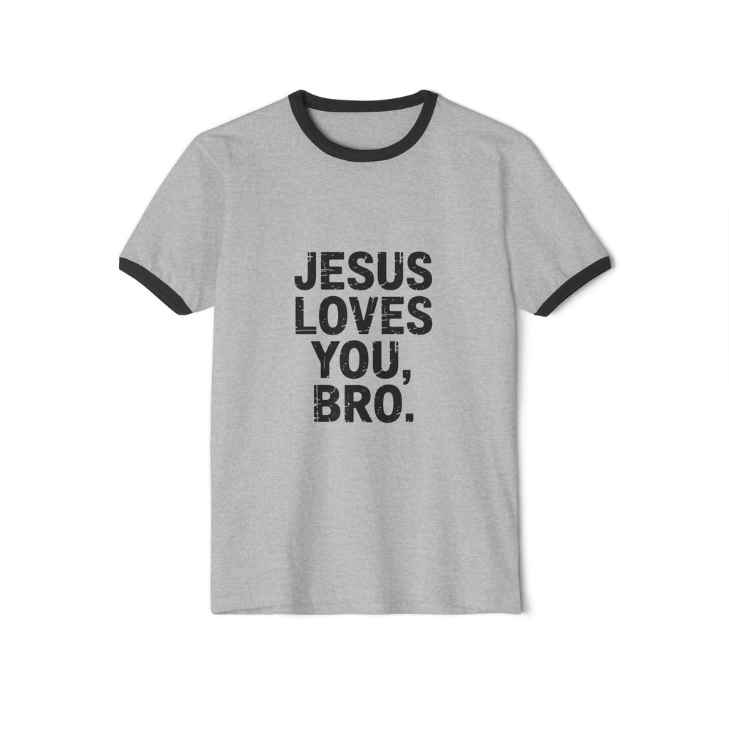 Jesus Loves You, Bro. Ringer T-Shirt — Retro Christian Faith Tee