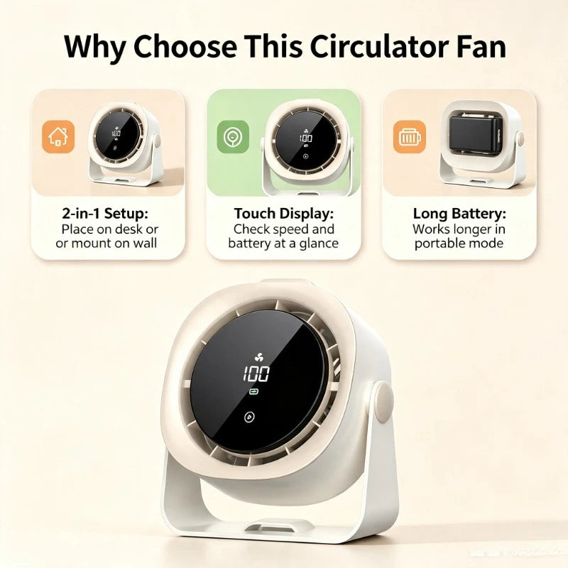 Desktop Circulator Fan Digital Touch Screen