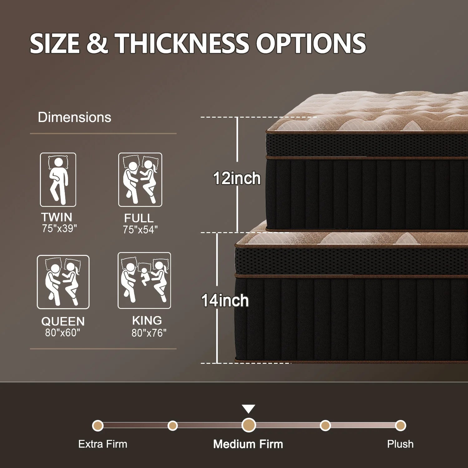 Gel Memory Foam Hybrid Pocket Spring Mattress Twin Full Queen King Bed Mattress In A Box, Medium Firm Motion Isolation