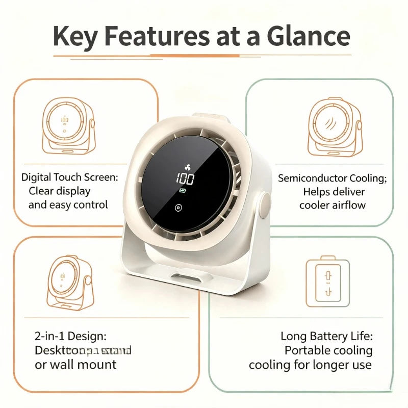 Desktop Circulator Fan Digital Touch Screen